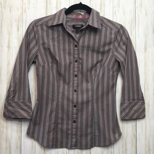 Express Grey/Pink Stripe Button-down Shirt Sz 2